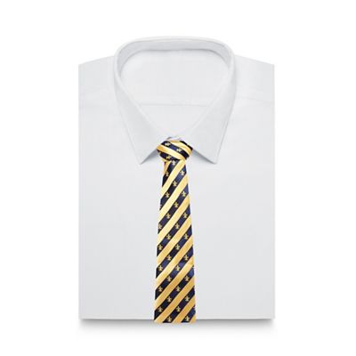 Yellow striped silk tie